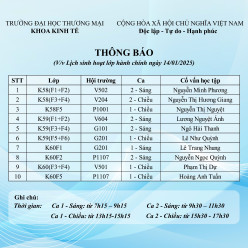 Lịch sinh hoạt lớp hành chính ngày 14/01/2025